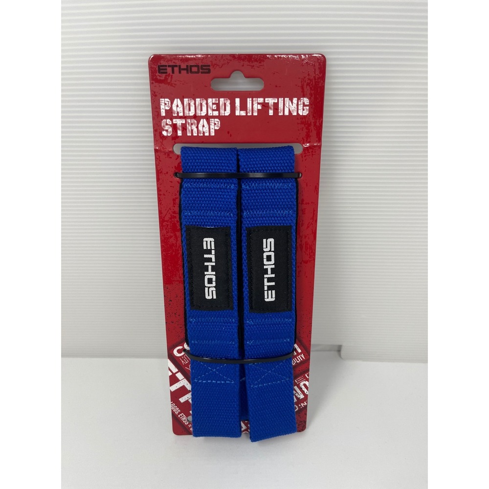 Ethos Padded Lifting Straps Blue Weightlifting Gym Wrist Support ETHA633BLU